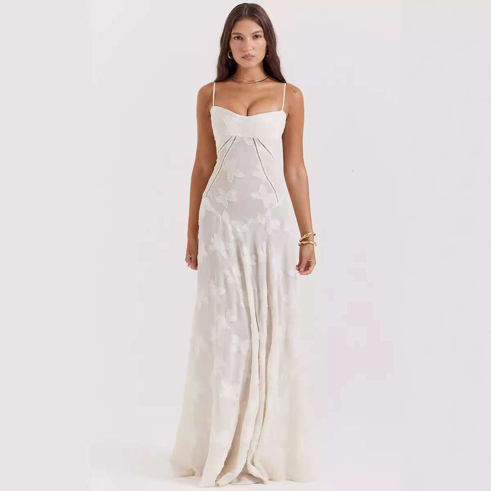 French Style Lace Strap for Women Trend Summer Autumn Fairy Dress Vacation Casual Mid-Length 2025 New Versatile Fashion Clothing