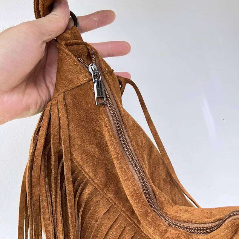 Women's Bags Designer Bohemian Hobos Bags For Women Designer Handbags Purse 2023 New In Faux Suede Vintage Tassel Decoration Shoulder Messenger