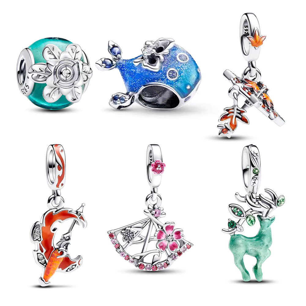 FewDook Hot Sale Glow-in-the-dark Whales & Deer Dangle Charms fit Original Pan Bracelet DIY Jewelry 2025 Game Co branded Series Necklace