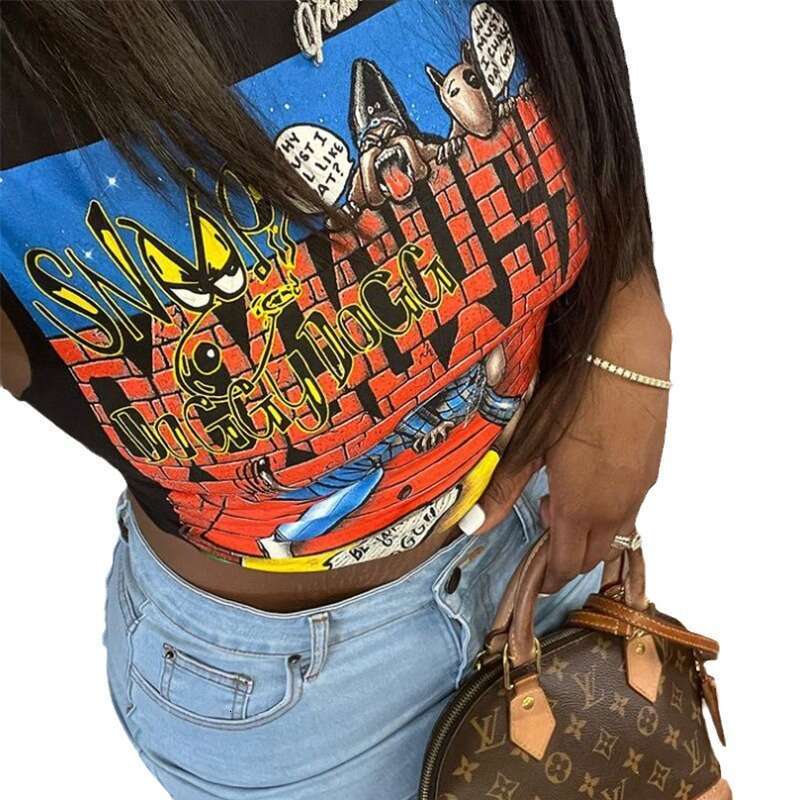 Women's Summer New Street Fashion Printed Round Neck Sleeveless T-Shirt B5