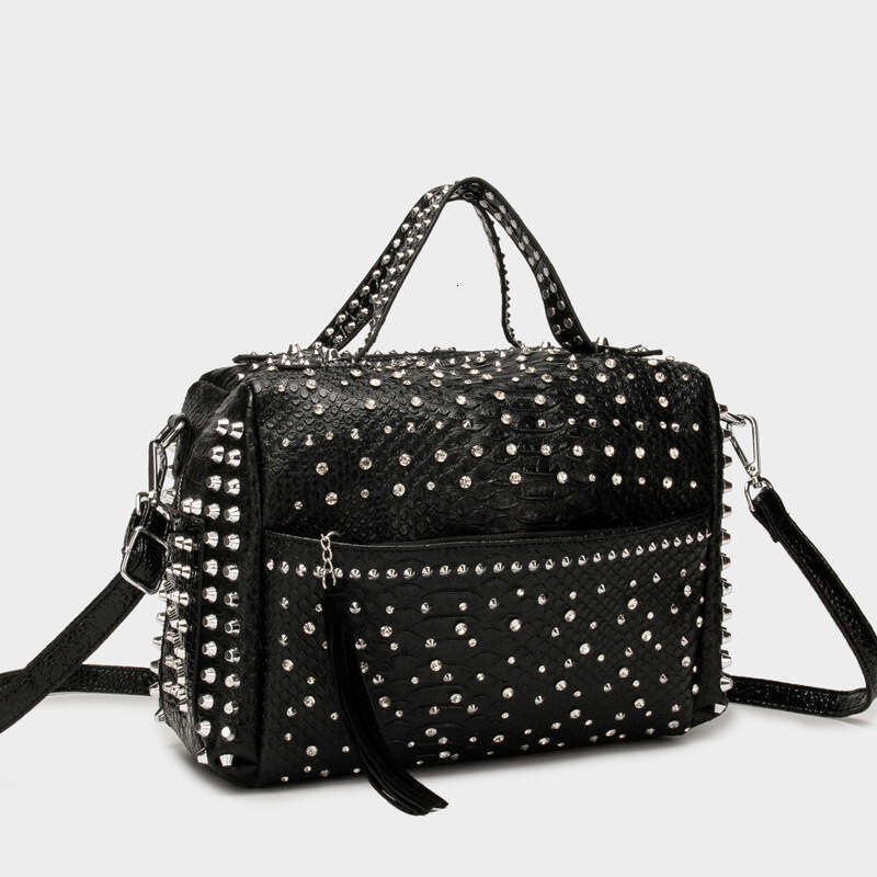 Leopard Print Studded Women's Shoulder Crossbody Handbag Large Capacity Bag