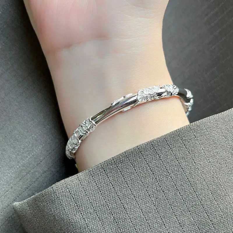 ENSHIR Silver Color Cuff Bangles for Women Wrist Waterproof Bangles Simple Jewelry Gift Z250616