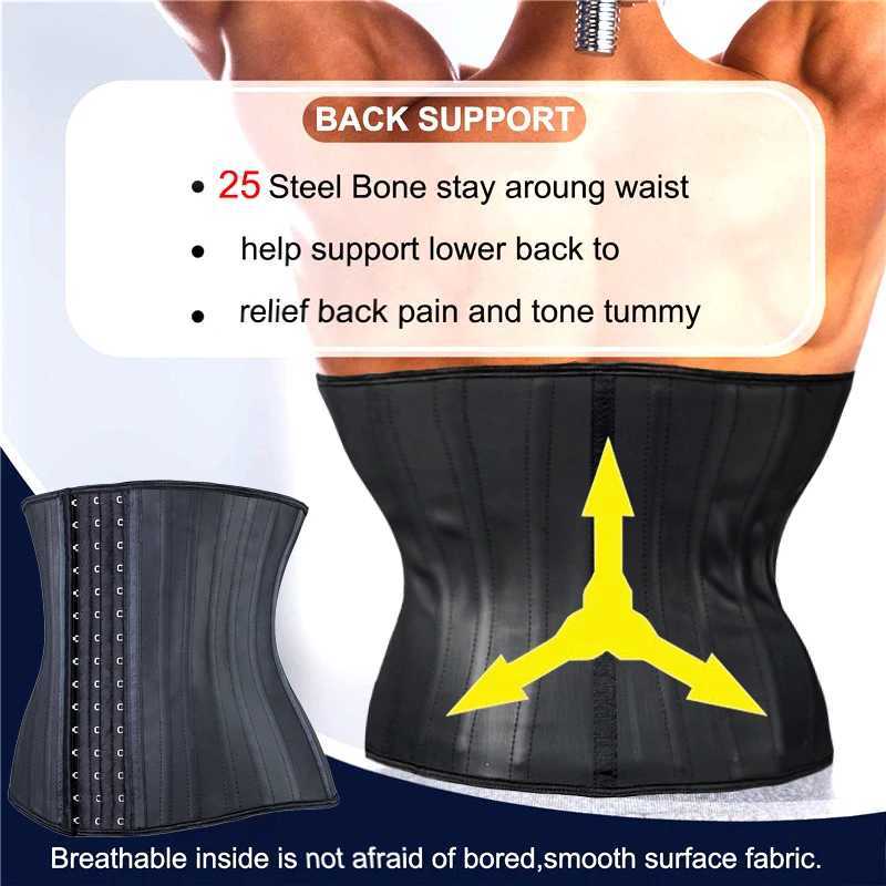 Fajas Colombian Body Shaper Girdles Men Modeling Strap Waist Trainer Fat Compression Belt Workout Shapewear Latex Cincher Corset W250616