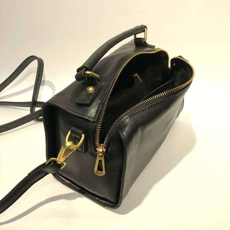 2025 Genuine Leather Handbag Women Bags 100% Cowhide Handle Shoulder Crossbody Bag Solid Color Messenger Purse For Daily Travel