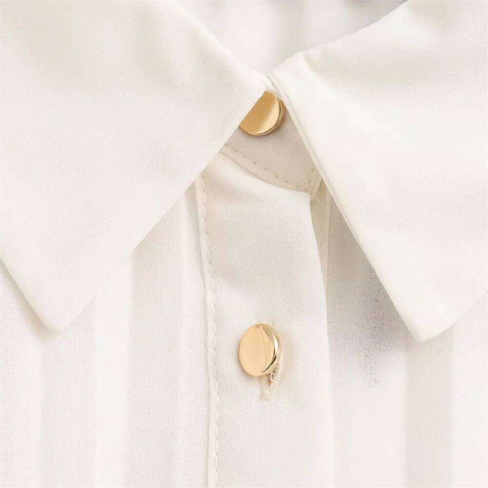 2025 Spring New Product Women's Fashion Casual Slimming Flip Collar Long Sleeves With Belt Midi Pleated Dress