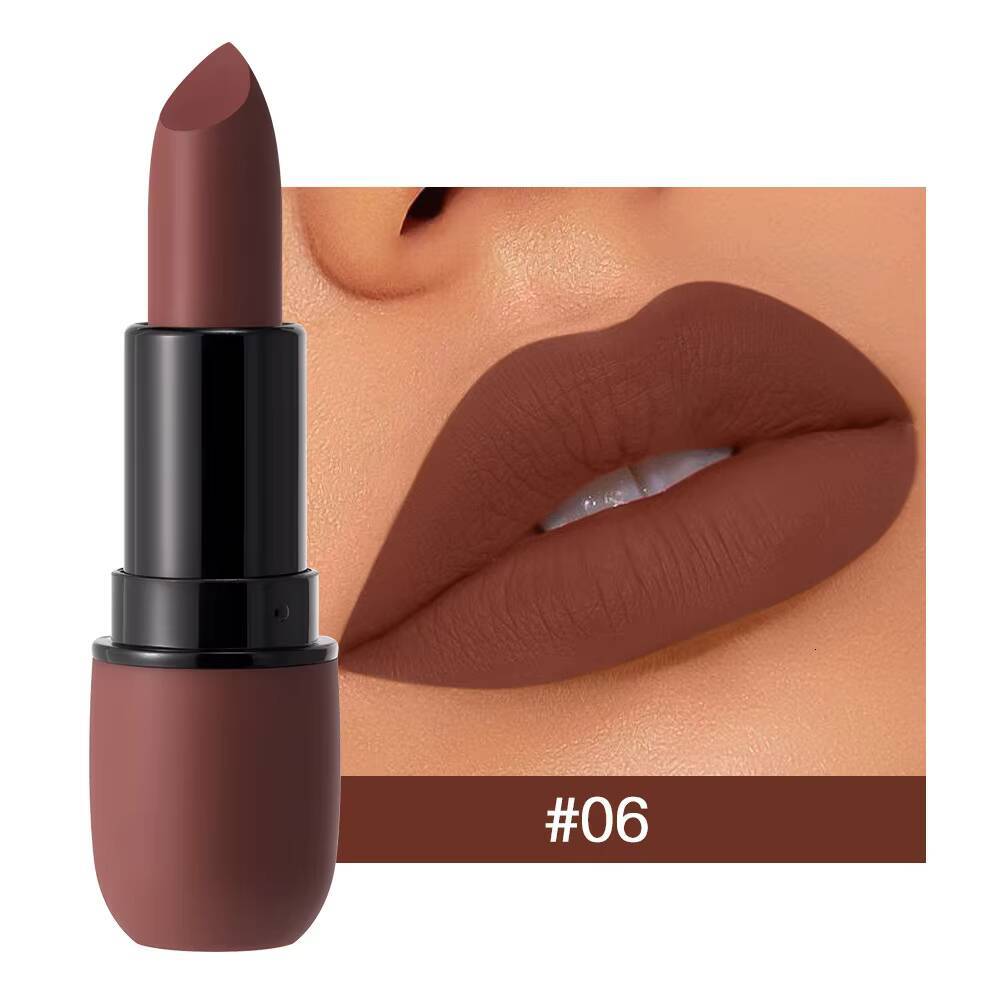 Fog Matte Lipstick Long Lasting Waterproof Stick Smudge-free Classic Highly Pigmented Velvet Finish Lip Tint Makeup Cosmetic happy