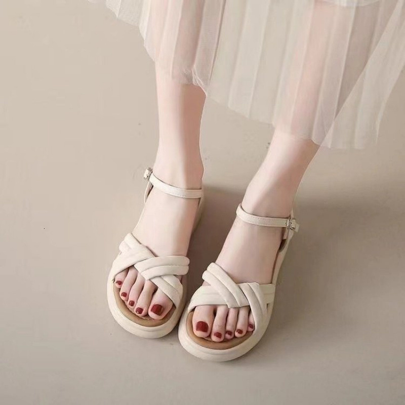 Women's genuine leather sandals for outdoor wear, summer fairy style shoes, designer sandals, casual soft soled fashionable women's sandals