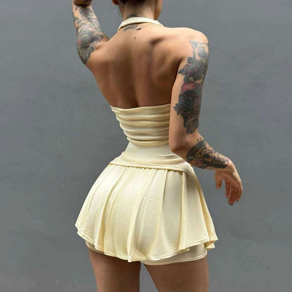 2PCS Modal Stack Sport Bra Sportswear Yoga Set Gym Women Workout Tennis High Waist Anti Shorts Skirt Suit Athletic Wear XP292