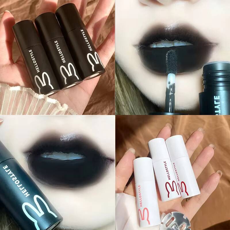 1/3pcs Punk Gothic Black Matte Lipstick Brown Satin Red Tint Waterproof Sexy Liquid Liptsick Lip Gloss Korean Cosmetics happy
