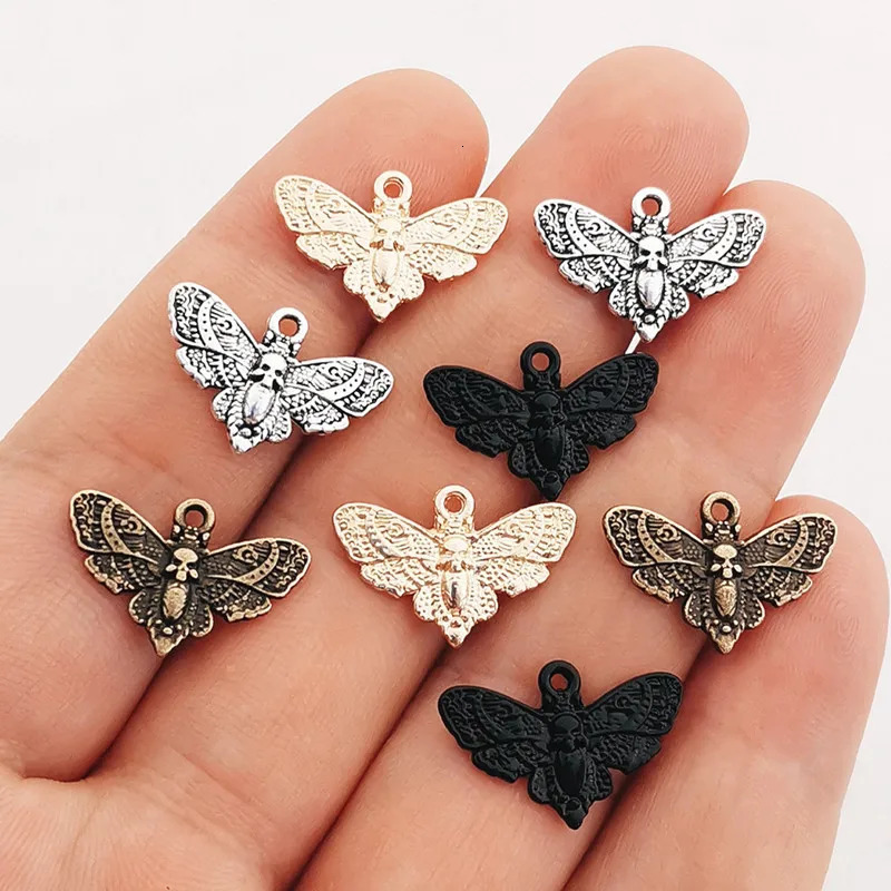 JINDINSP 20pcs 20*13mm Accessories Animal Moth Skull Moth Charms Pendant For Jewelry Making DIY Jewelry Findings 250609