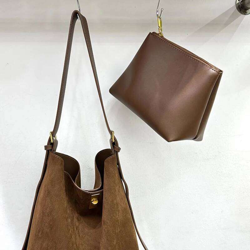 Women's Bags Designer Korean Faux Suede Tote Bags For Women Designer Handbag Purse New In Vintage Lock With Inner Pocket Underarm Shoulder