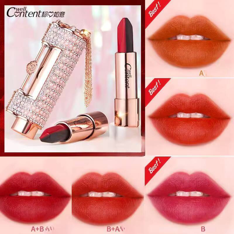 5 in 1 Locks Matte Lipstick Lasting Pigmented Waterproof Makeup Silky Touch Charming Woman Beauty Cosmetic happy