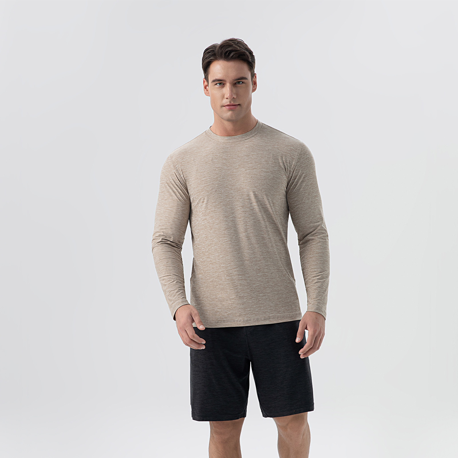 Classic Sleeve Style Mens Apparel: Soft Linen-Cotton Heathershirt for Everyday Wear