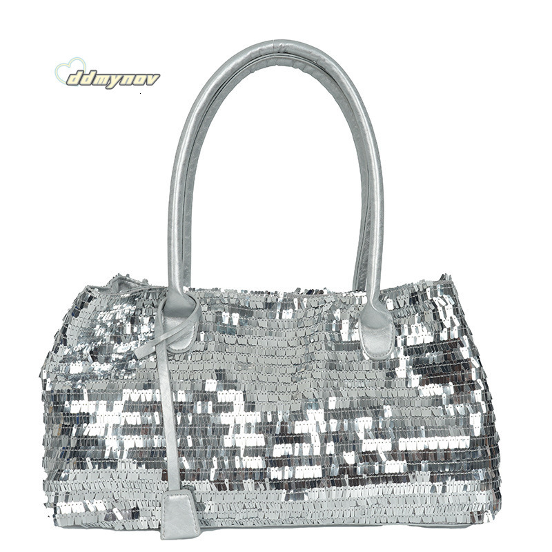 Korean Style Fashionable Chic Tote Bag for Women 2025 Summer Niche Sequin Versatile Large Capacity Shoulder Handbag Trend ddmynov ddmynov