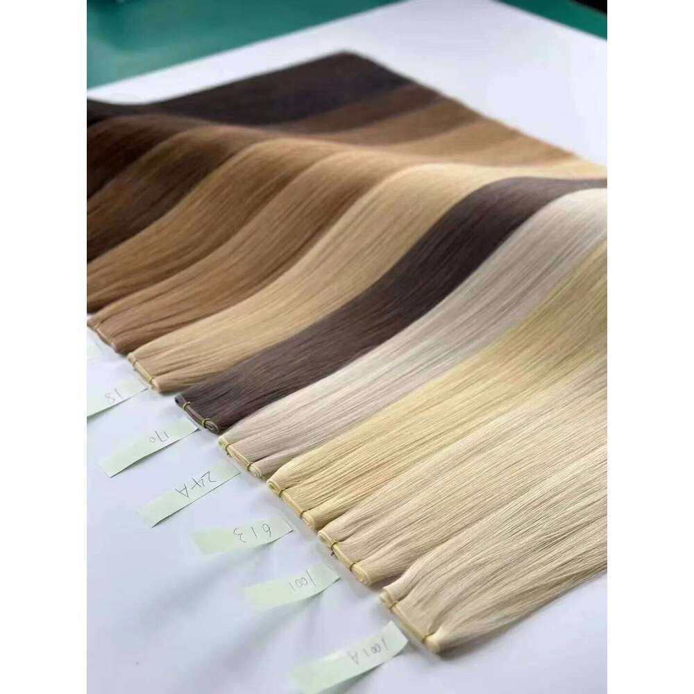 Bundles Ombre Blonde Human Extensions 14"-26" Straight Remy Skin Double Weft Russian Hair