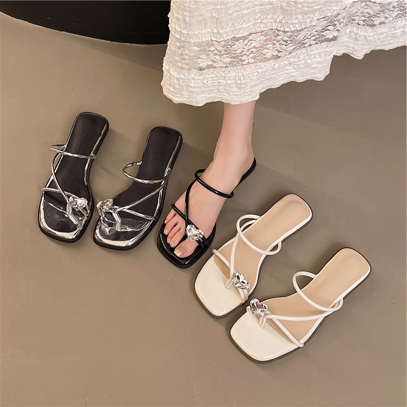Ddmysports Flat French Style Small Fairy Shoes Fashion Outdoor New Summer Elegant Toe Clip Sandals Outdoor Shoes
