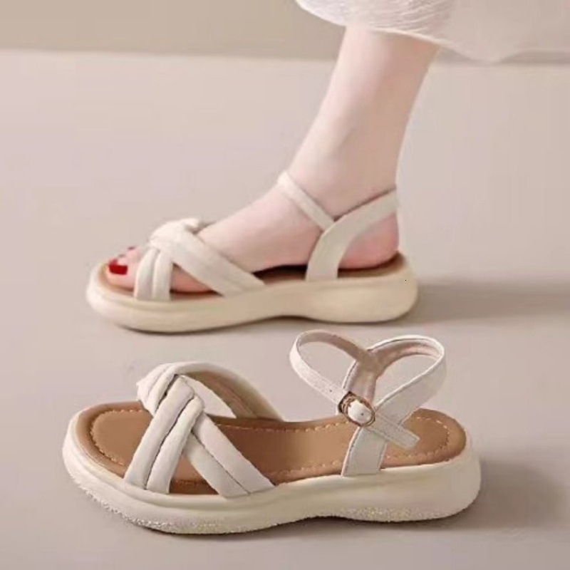 Women's genuine leather sandals for outdoor wear, summer fairy style shoes, designer sandals, casual soft soled fashionable women's sandals