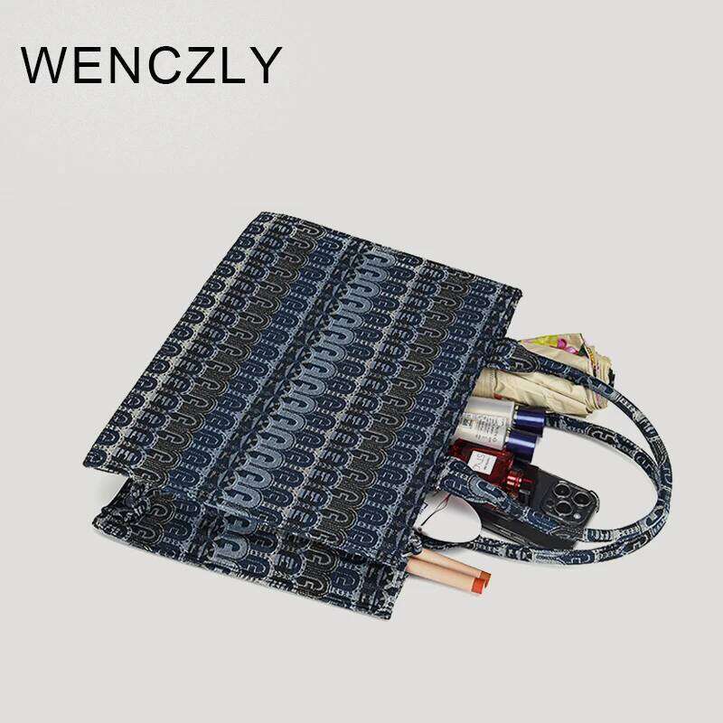 Women's Bags Designer WENCZLY Tote Bag For Women Designer Handbags And Purse Canvas Letter Embroidery Decoration 2023 New In Crossbody Bags