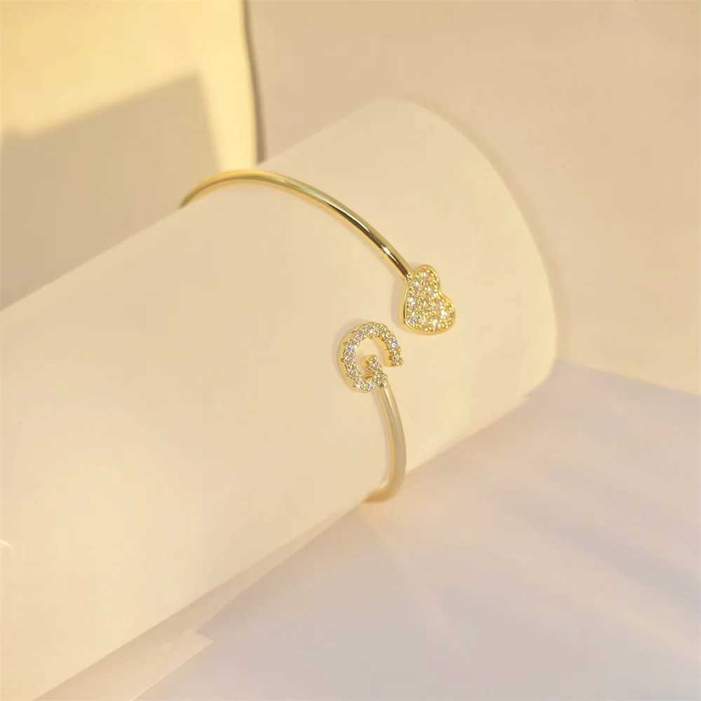 Doremi 9mm Zircon Letters Bangle Plain Letter Charm Stragger Initial Women Gold Gift Jewelry Z250616
