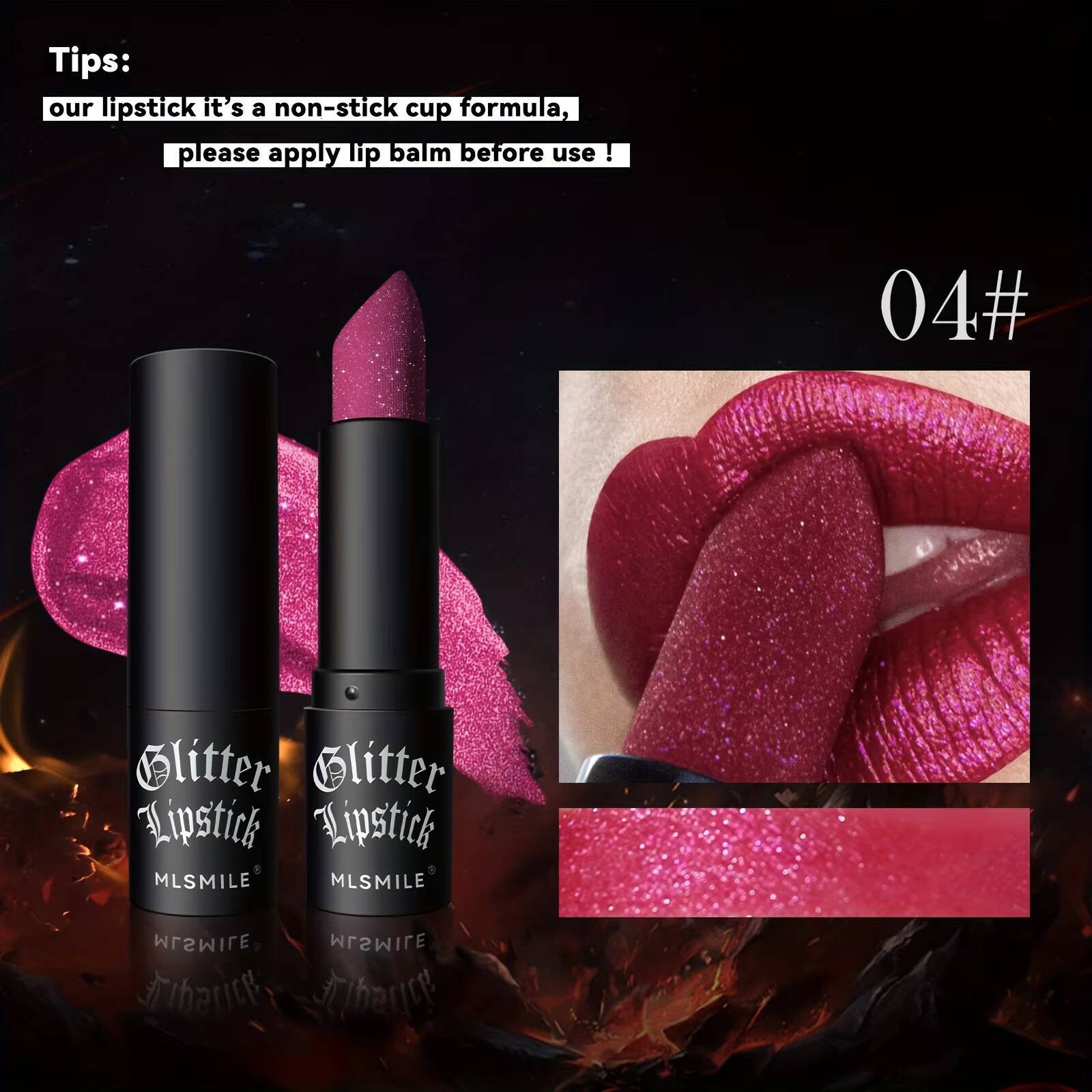7 Colors Glitter Lipstick Hydrating Sparkling Shine Color Nonstick Highly Pigmented Formula Gives Metallic Finish Lip Makeup happy