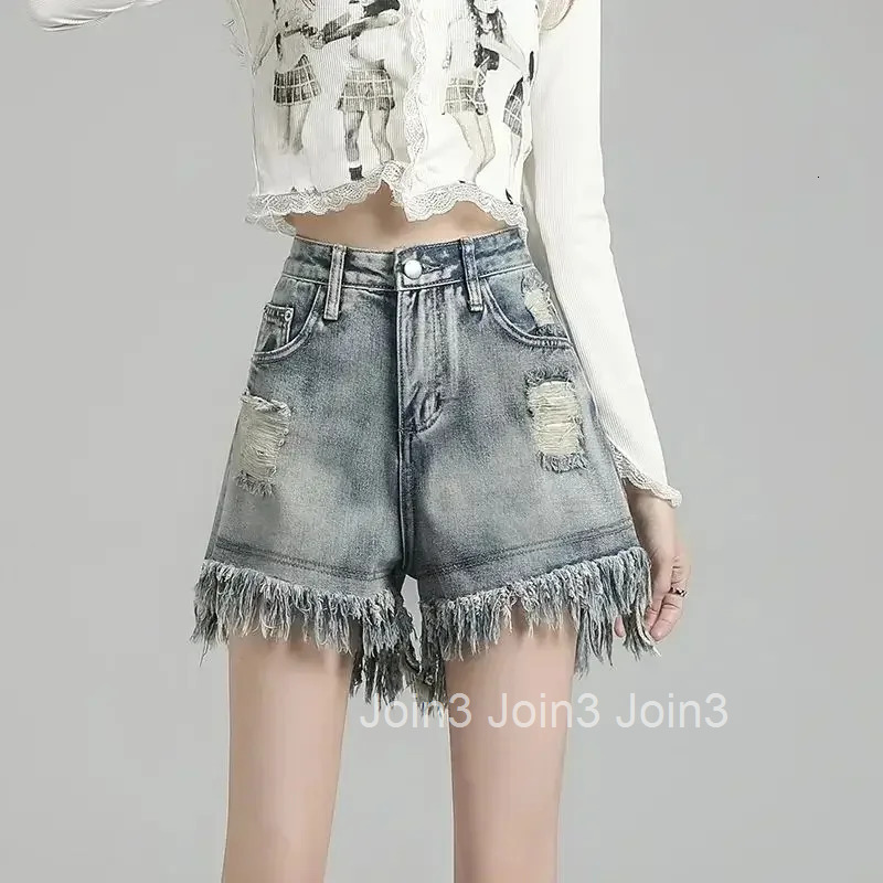Summer High Waist Ripped Denim Shorts for Women Low Price Japanese 2000s Style Short Jean Pants Woman Design Elegant XL Jorts