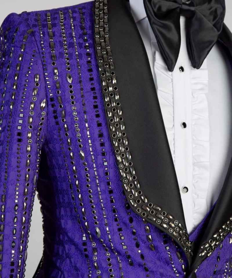Tailored Men Suits Customized 2 Pieces Crystal Groom Wedding Party Tuxedos Slim Fit Male Blazer Costumes Homme
