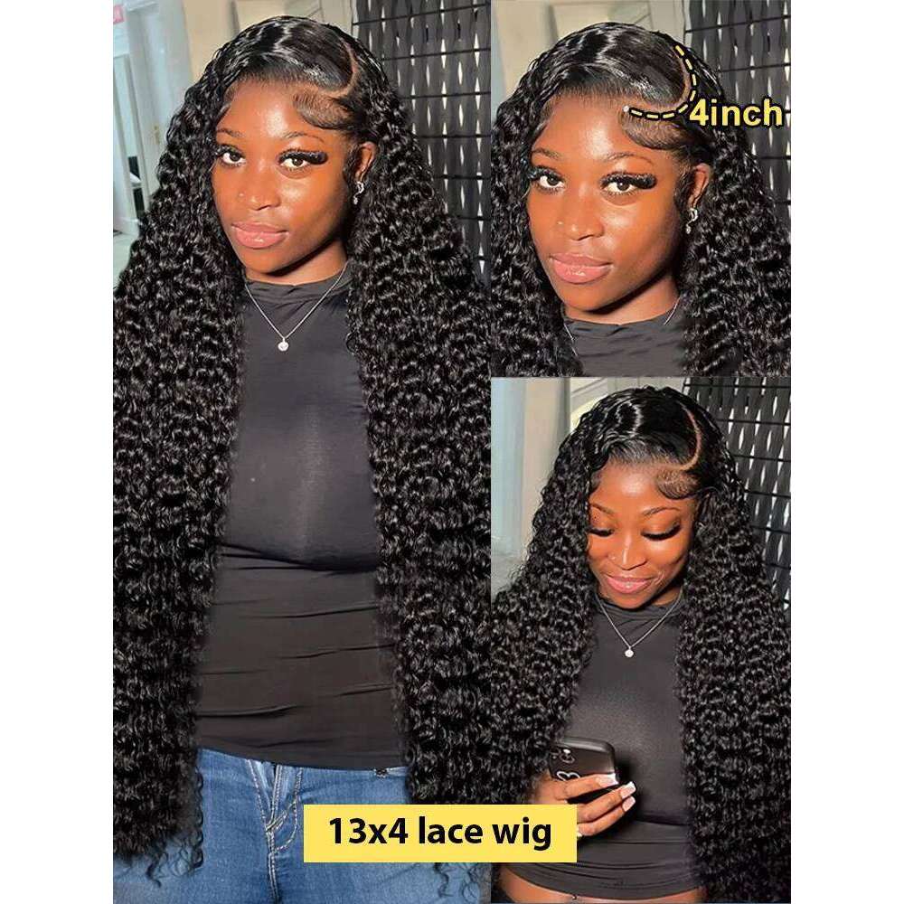 HD Transparent Brazilian Remy Human Hair Wig 30 32 40 Inch Deep 13x4 Curly Front 13x6 Water Wave Lace Frontal Wigs