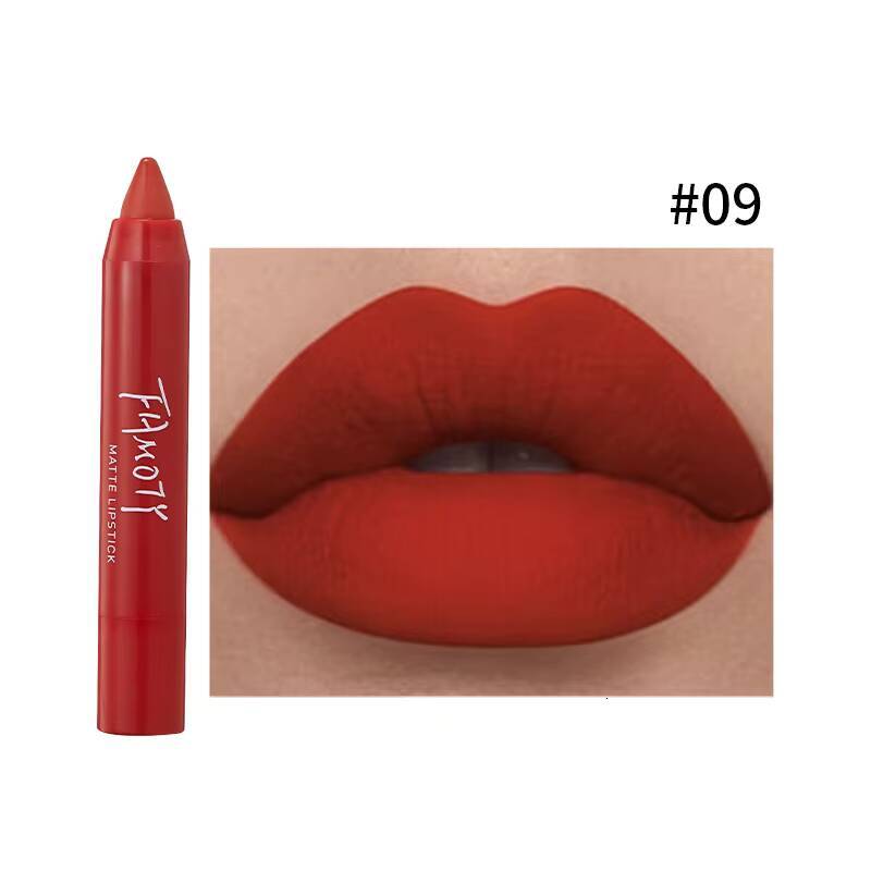 12 Colors Matte Pen Waterproof Velvet Nude Lipstick Pencil Sexy Red Brown Pigments Lips Makeup Long Lasting Lip Tint happy