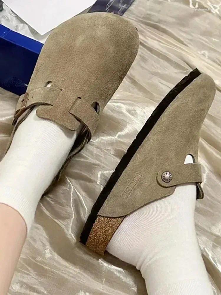 Slippers Top Quality Leather Ink Panties For Women And Men Fashion Summer All-Match Sandals Shoes Soft-Soled Susal
