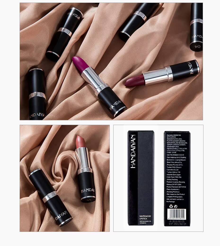 HANDAIYAN 12-color matte velvet long-lasting waterproof non-stick cup does not fall color lipstick happy