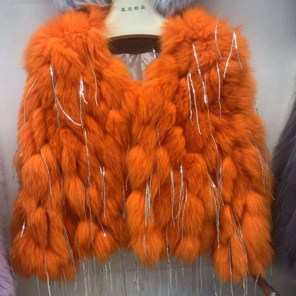 Hot Sales New Real With Tassels Fashion Winter Warm Women Coats Natural Fox Fur Coat Thick Jackets