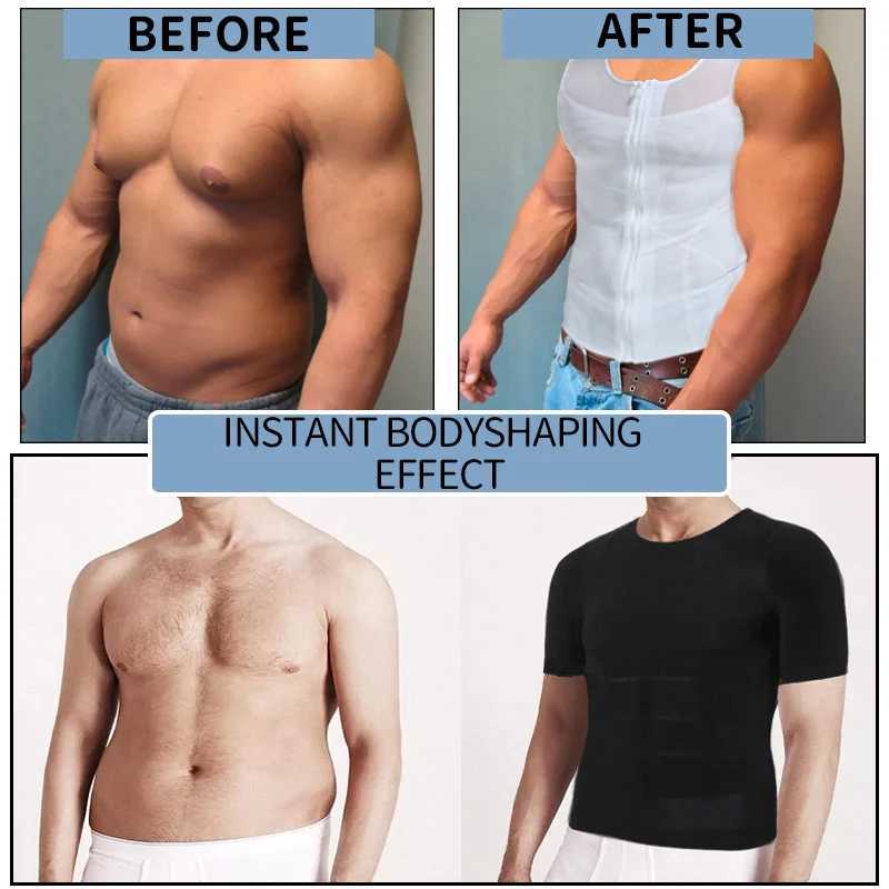 Men Compression Shirt Slimming Body Shaper Belly Tummy Shapewear Abdomen Reducer Corset Top Gynecomastia Slim Tummy Shapers Vest W250616
