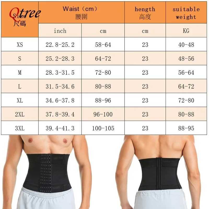Qtree Neoprene Waist Trainer Belt Compression Body Shaper Men Slim Belts Slimming Weight Loss Belly Trimmer Sauna Sweat Corset W250616