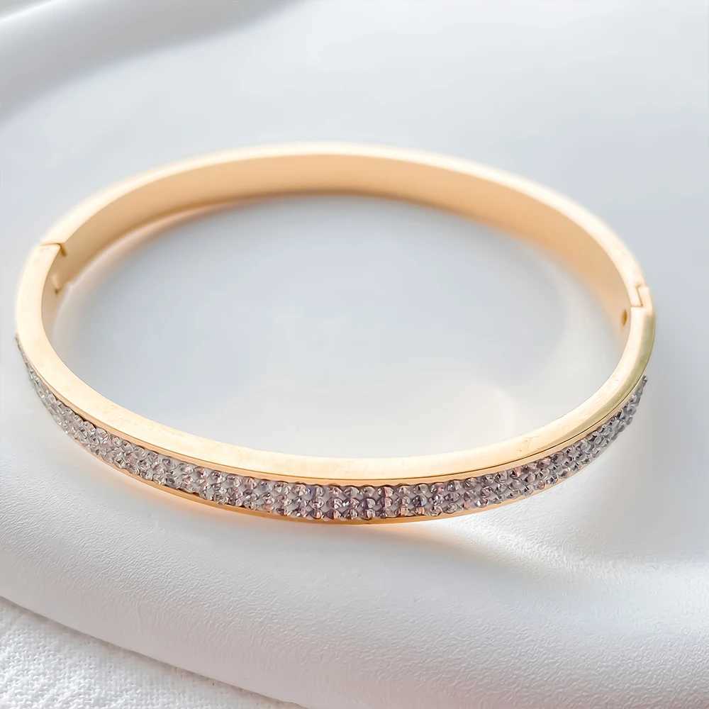eManco Stainless Steel Gold-Plated Ladies Girls Trend Waterproof Jewelry Luxury Rhinestone Bangle Factory Direct Z250616