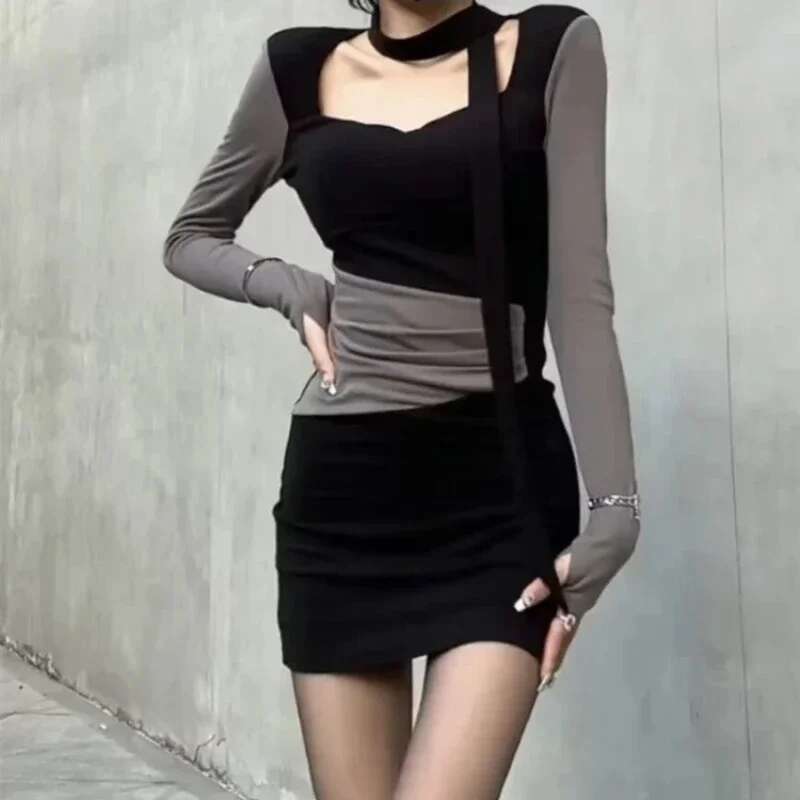 Trend Bandage Womens Long Sleeve Dresses Bodycon Female Dress Corset Tight On Promotion New In Kpop Cheap Casual Retro Trendy X