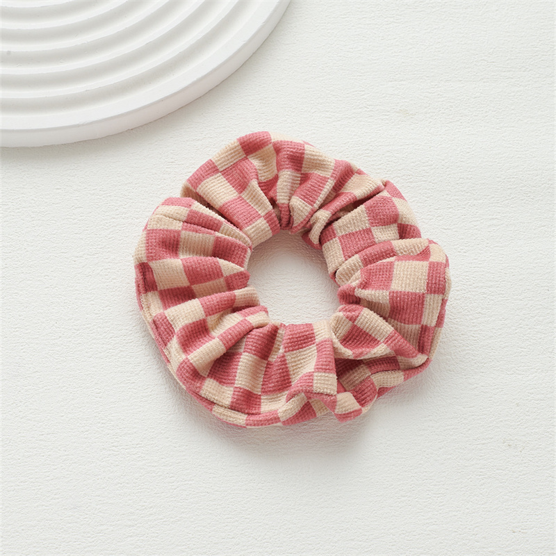 The new meta-colour system retro checkerboard grid hair rope fabric sausage ring headband simple trend hair accessories