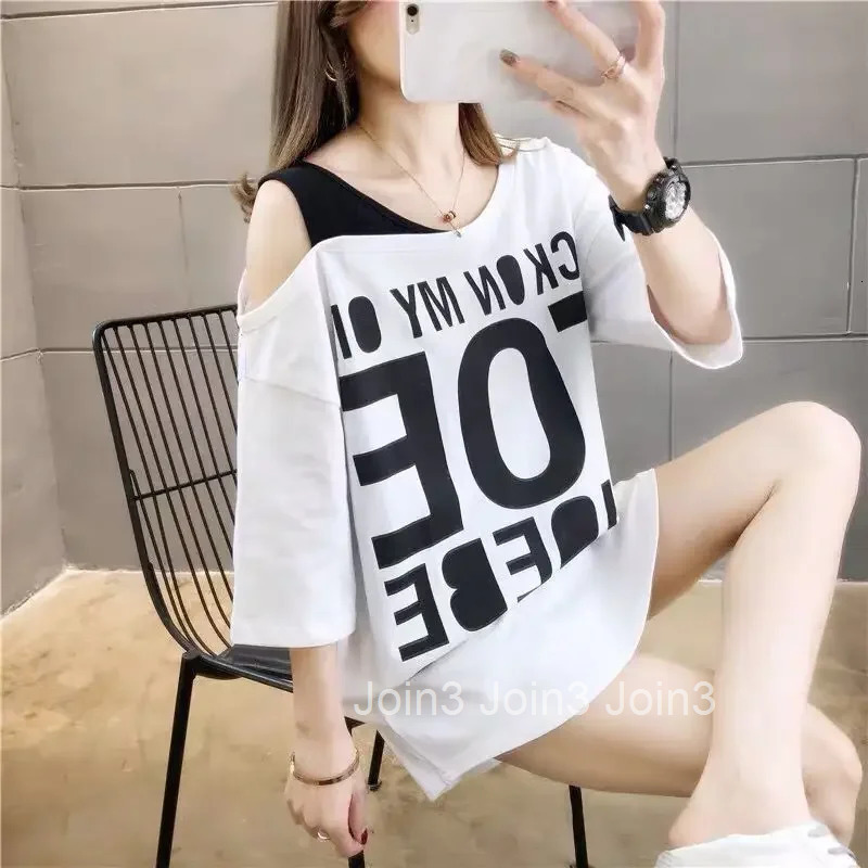 Tops Woman Coquette Clothes Sexy Off Shoulder Short Sleeve Baggy Graphic T Shirt for Women Korean Reviews Many with Sleeves Kpop