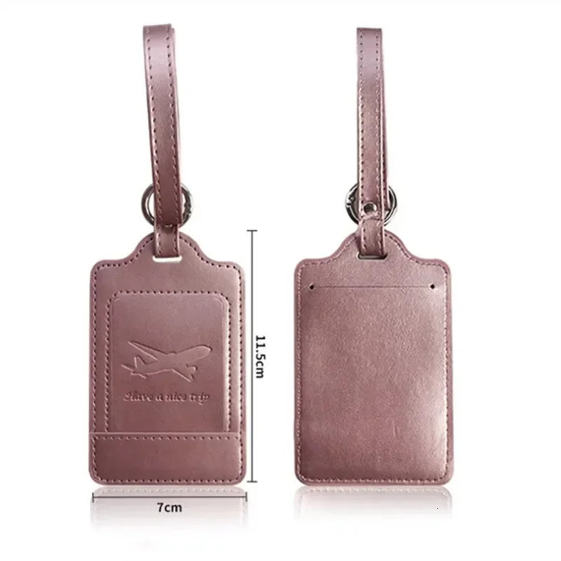 Portable PU Leather Luggage Tag Suitcase Identifier Label Baggage Board Bag Name ID Address Holder Travel Passport Card 250615