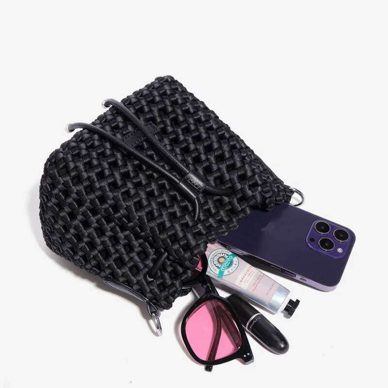 Women's Bags Designer Lady Bucket Bags For Women Designer Handbags And Purses 2023 New In Nylon Hand Woven Hollow Out Decoration Crossbody Bag