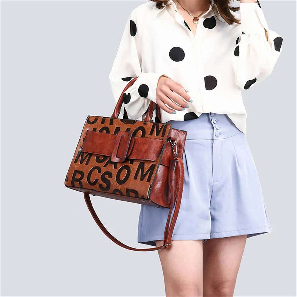 Vintage 3 Sets Leather Letter Big Belt Buckle Handbags Designer High Quality Shoulder Crossbody for Women Tote Bag