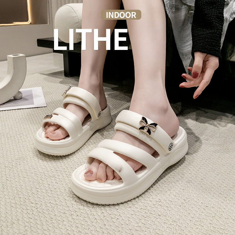 Summer New Thick Bottom Bow Shoes for Women, Outdoor Beach Sandals, Casual Designer Sandals, Women's Sandals, Slippers