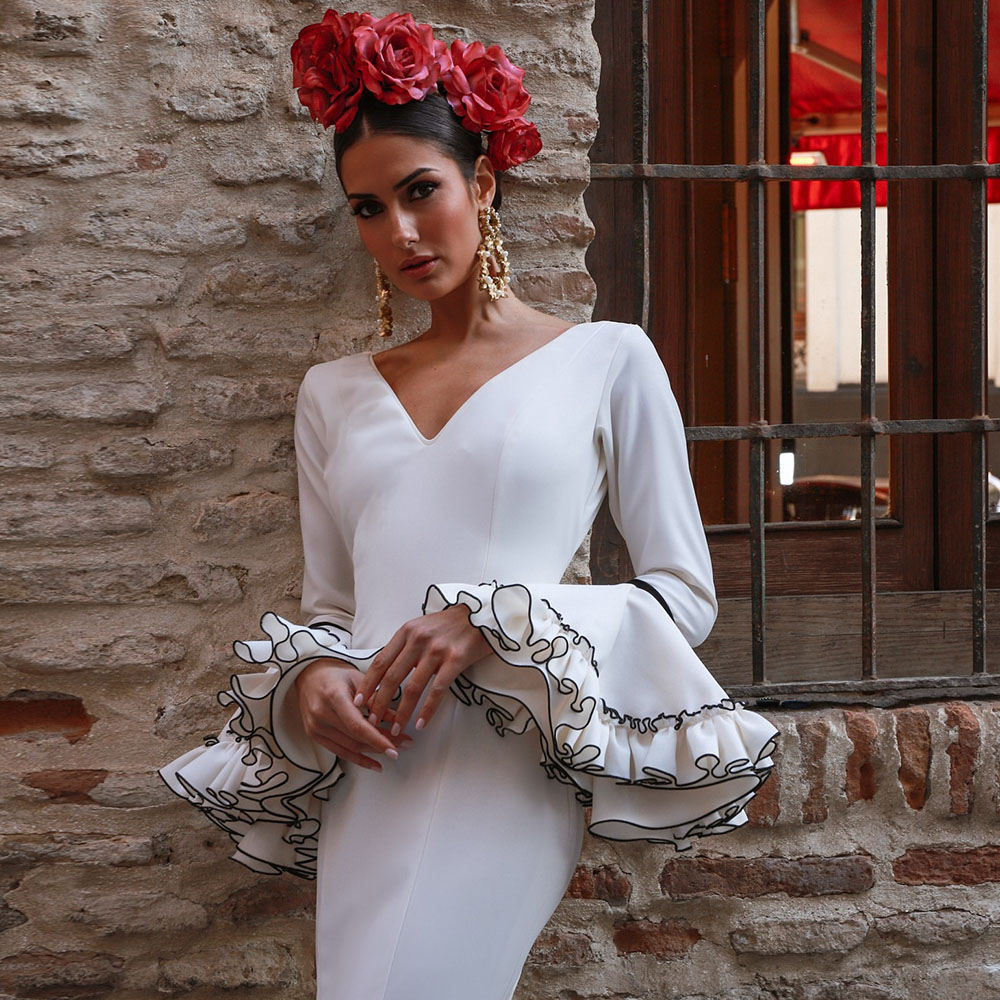 White Evening Dress 2025 Mermaid Ruffles Skirt Long Spanish Style Prom Dance Dresses Ceremony Party Gowns for Women