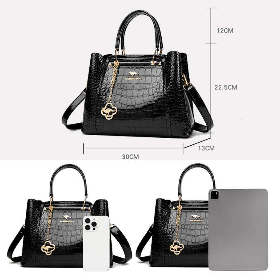 Patent Leather Crossbody Bags For Women Brand Designer Tote Handbag Large Capacity Three Layers Shoulder Commuting Bag