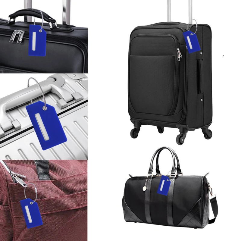 6PCS Women Men Travel Accessories Silicon Luggage Tags Suitcase ID Name Address Holder Baggage Tag Unisex Airplane Labels 250615