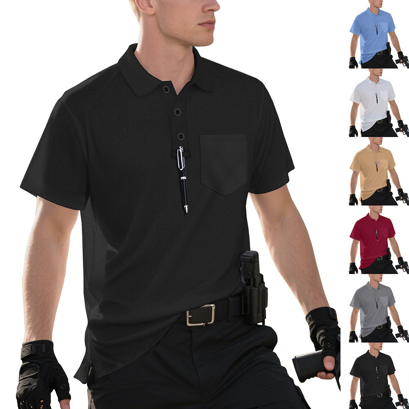 designer polo Men's summer top outdoor tactical pocket short-sleeved bird eye POLO shirt T-shirt men European code: S-3XL