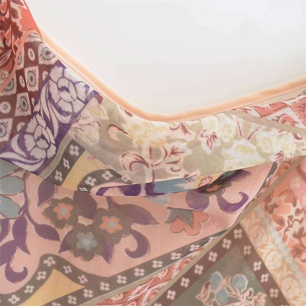 2025 Summer New Product Women's Fashion Style Slimming Bareback Contrast Printed Strap Dress