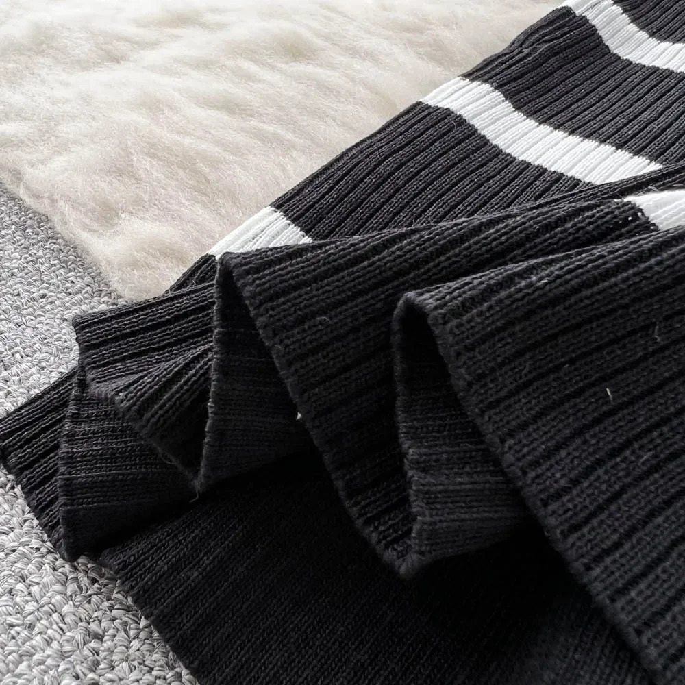 Korean Sweet Hit Color Patchwork Striped Spaghetti Strap Dress and V Neck Long Sleeve Cardigans 2 Pieces Sets 250609