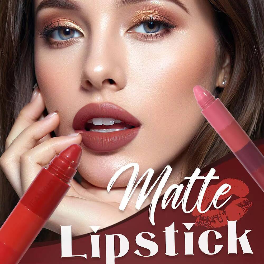5 in 1 Matte Pencil Kit Combo Velvet Sexy Red Lip Tint Non-stick Cup Multicolour Lipstick Pen Makeup Lips Cosmetic Set happy
