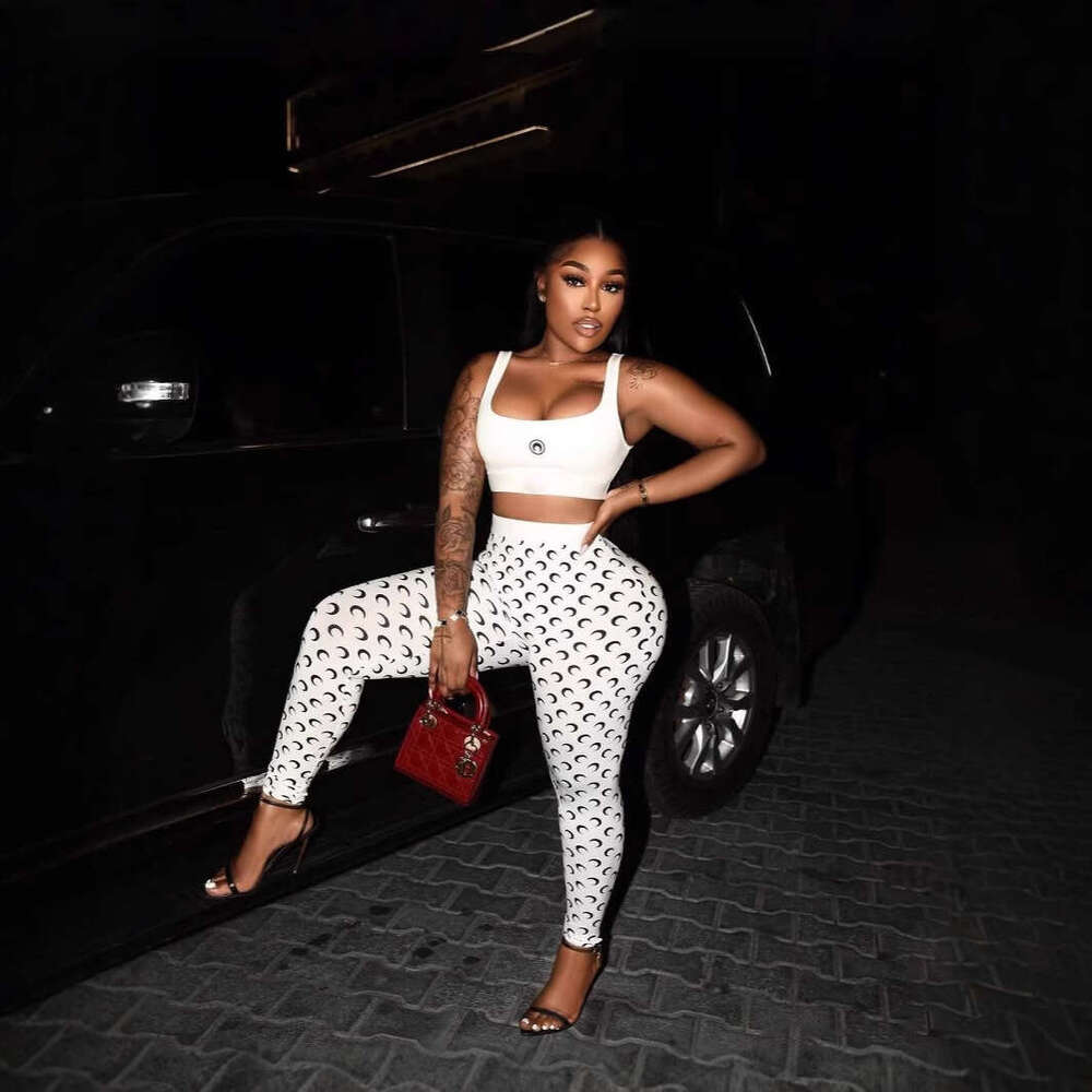 Summer New Women's Sexy Hot Girl Tight Camisole Top Bodycon Printed Long Pants Set B5