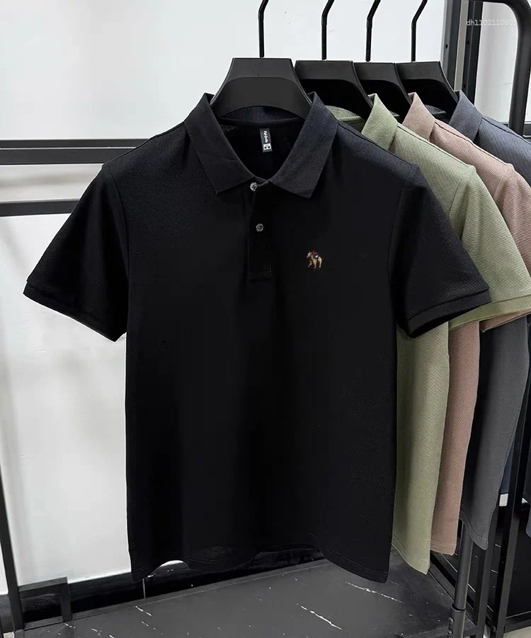 Men's Polos Pure Cotton Summer High-quality Shortsleeved Business Casual Comfortable Polo Shirt Exquisite Embroidery T-shirt